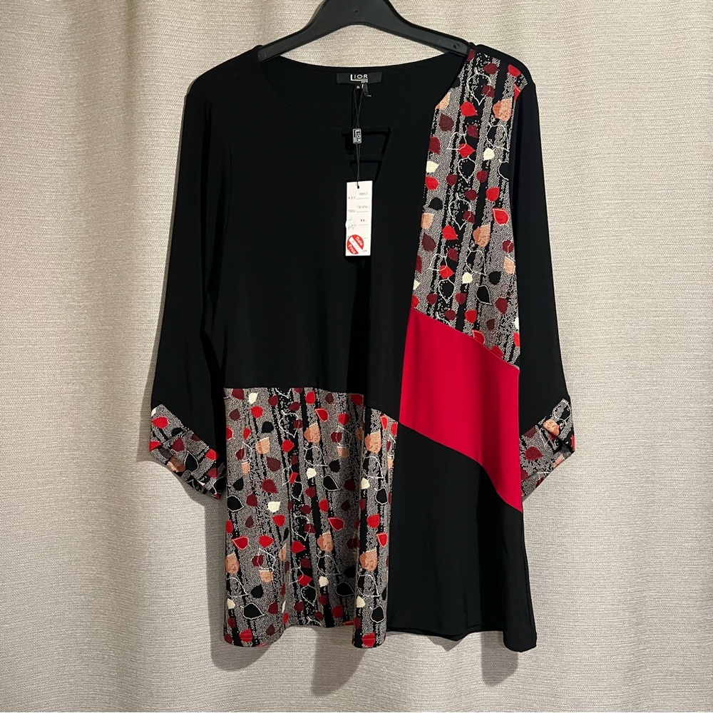 Lior Paris‎ Abstract Art to Wear Top Blouse Colorblock